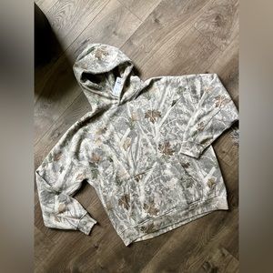 Abercrombie & Fitch Off White Camo Oversized Essential Popover Hoodie